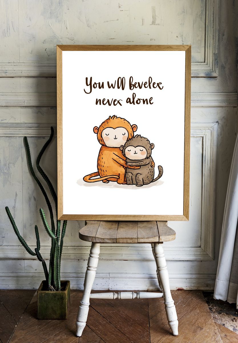 You Will Never Beveler Alone Typography Print. — room view 1