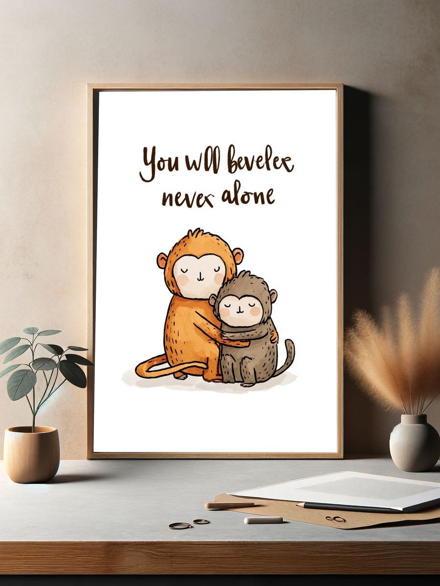 You Will Never Beveler Alone Typography Print. — room view 2
