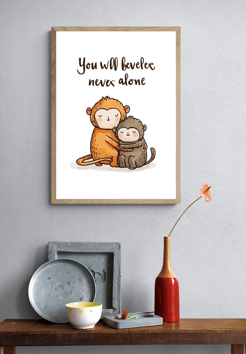 You Will Never Beveler Alone Typography Print. — room view 3