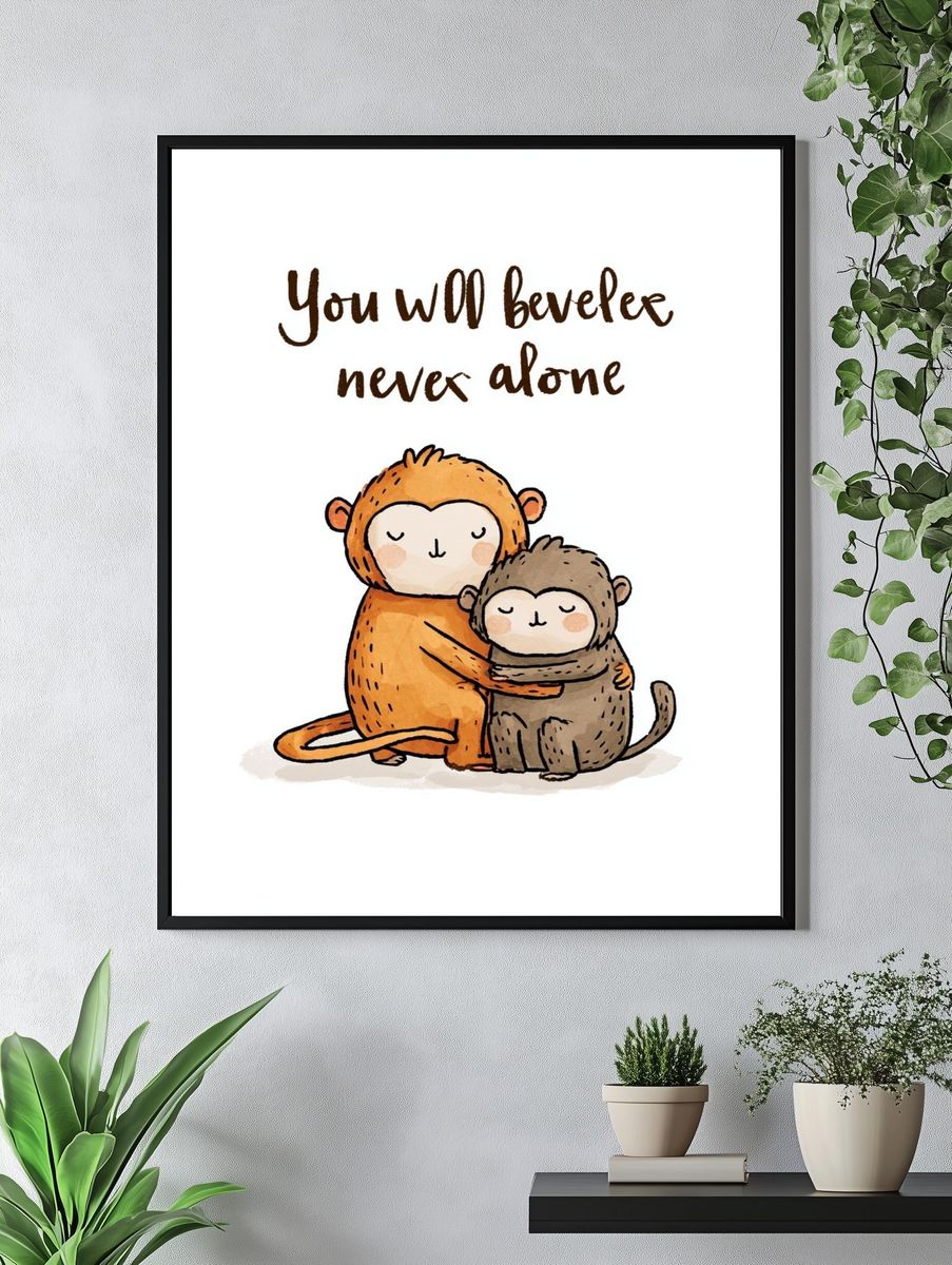 You Will Never Beveler Alone Typography Print. — room view 4