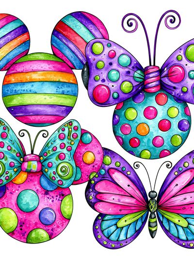 Whimsical Butterfly and Mouse Print.