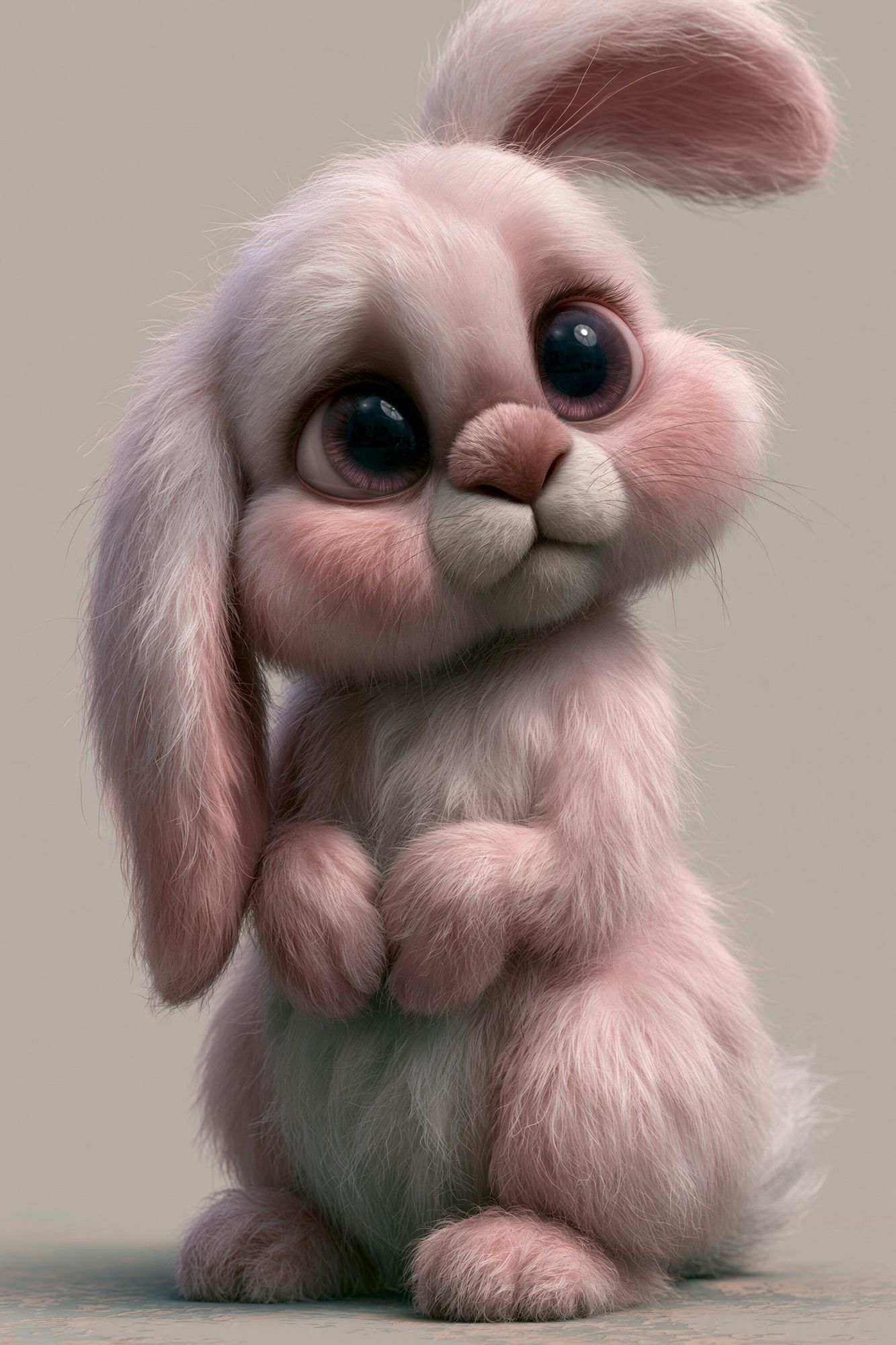 Pink Bunny Portrait Print. poster detail