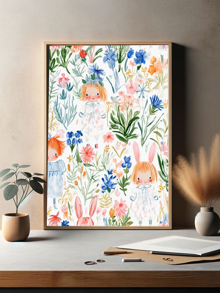 Floral Children Watercolor Print. — room view 2