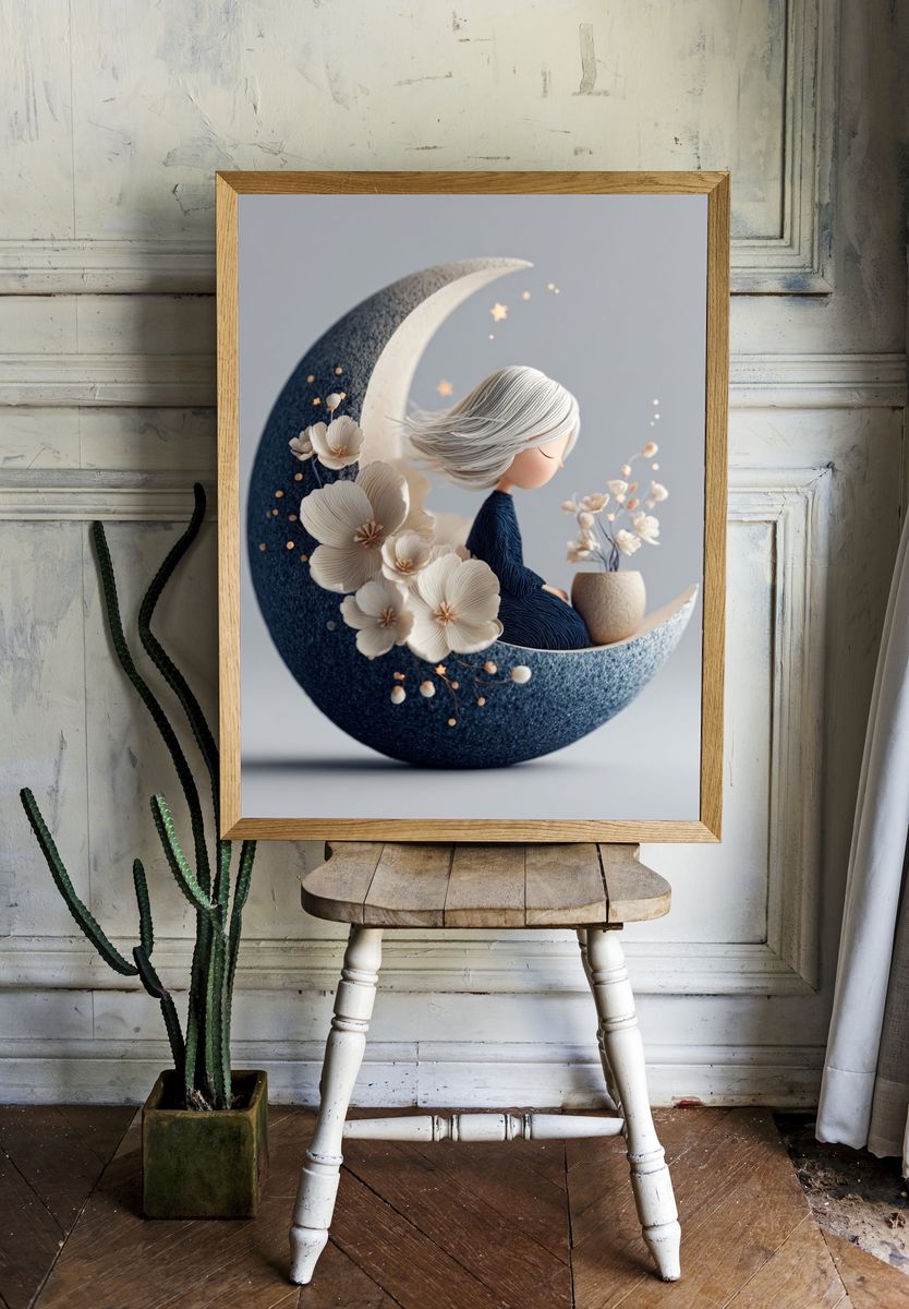 Moon Girl Dreamscape Print. room preview
