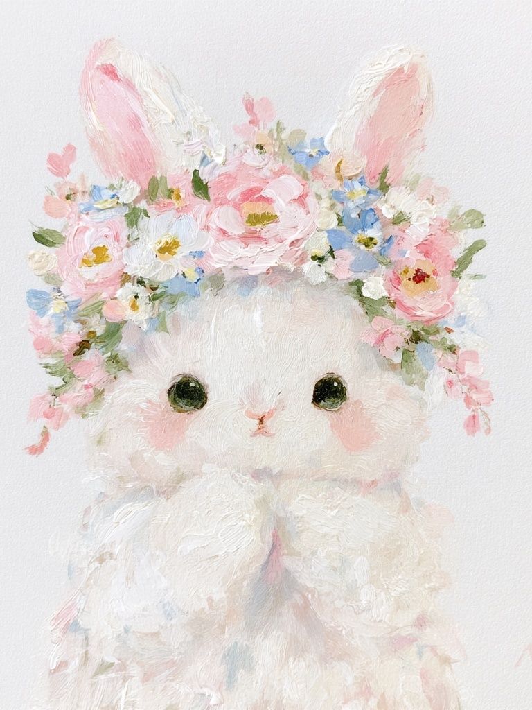 Floral Bunny Portrait Print. poster detail