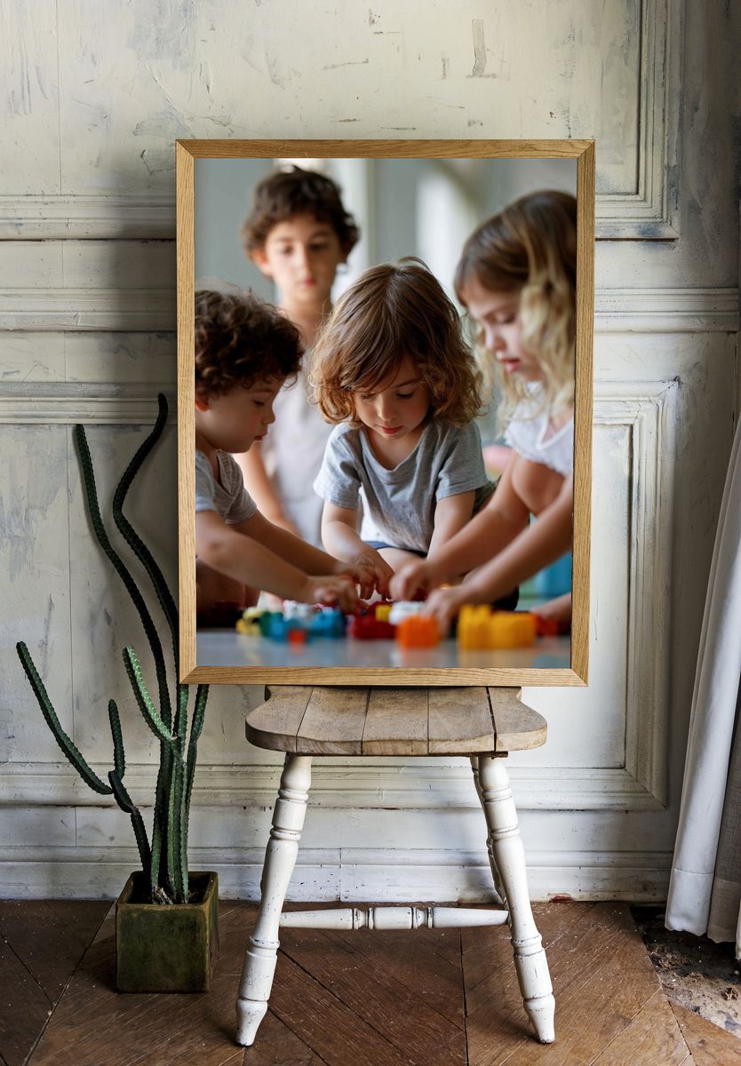 Children Playing Together Photography Poster. — room view 1