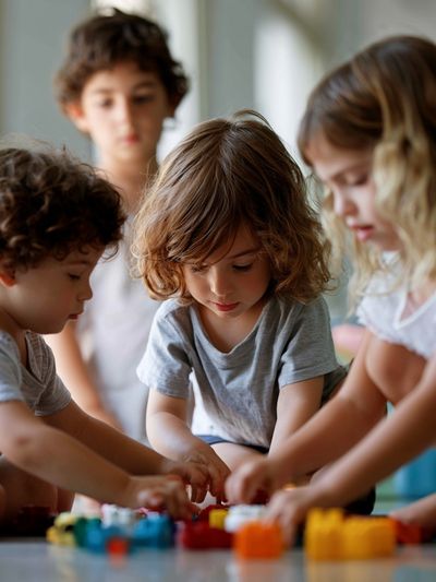 Children Playing Together Photography Poster. poster
