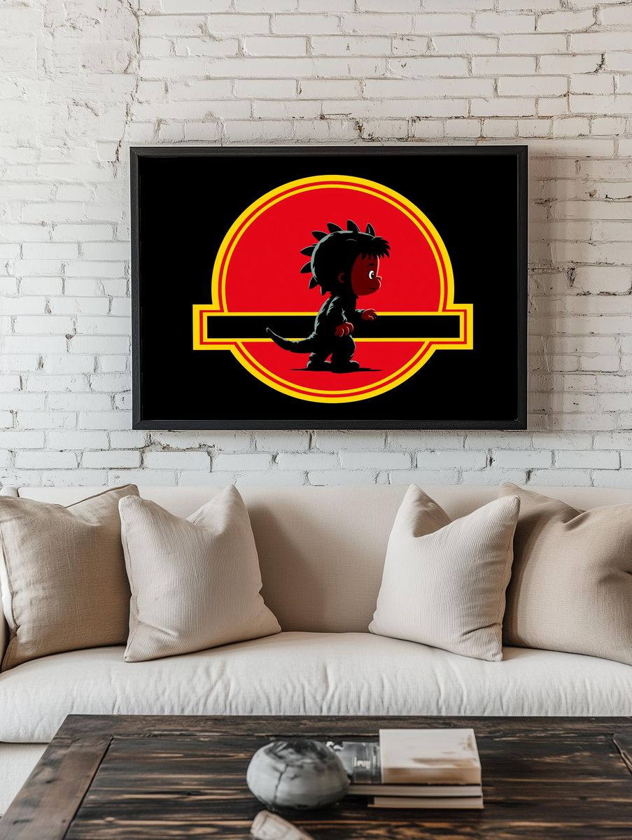 Cute Dinosaur Emblem Poster. — room view 1