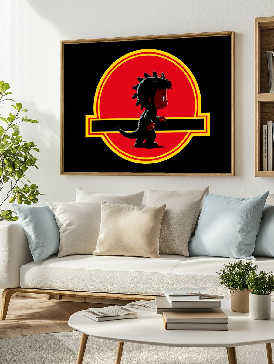 Cute Dinosaur Emblem Poster. — room view 2