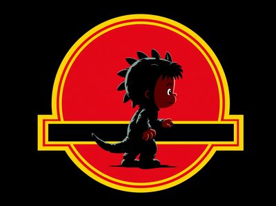 Cute Dinosaur Emblem Poster.