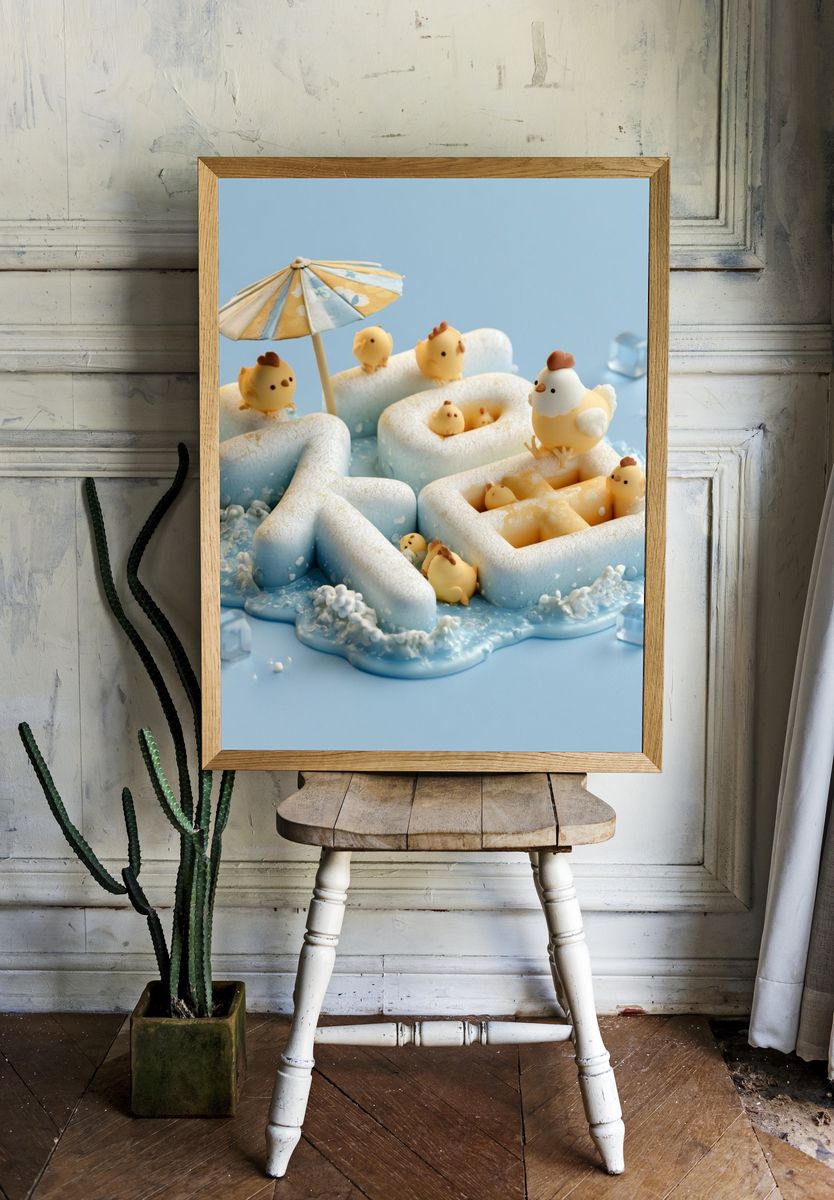 Cute Chick Pool Party Poster. room preview