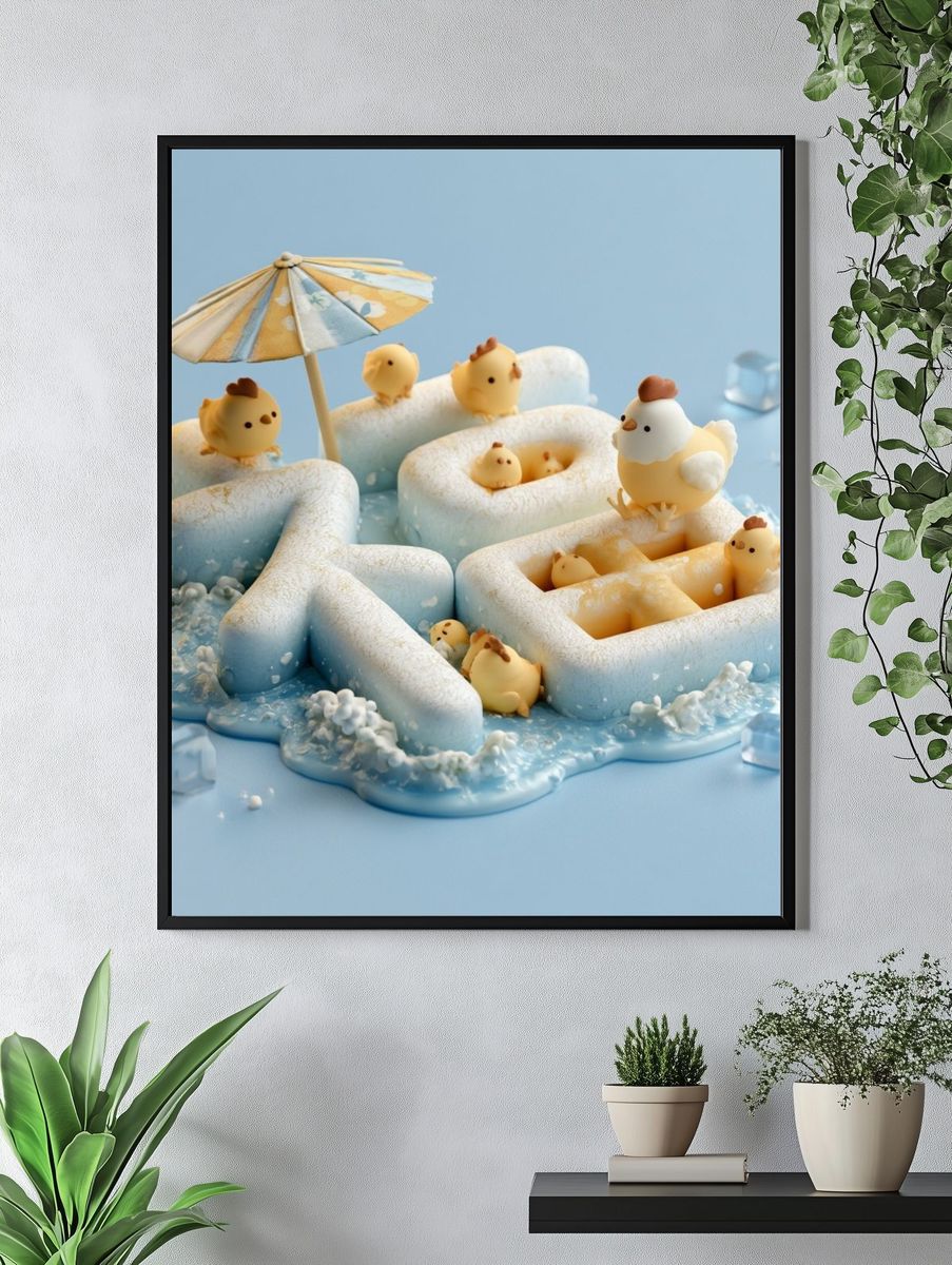 Cute Chick Pool Party Poster. — room view 4