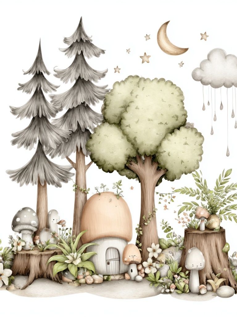 Whimsical Forest Nursery Print. poster detail