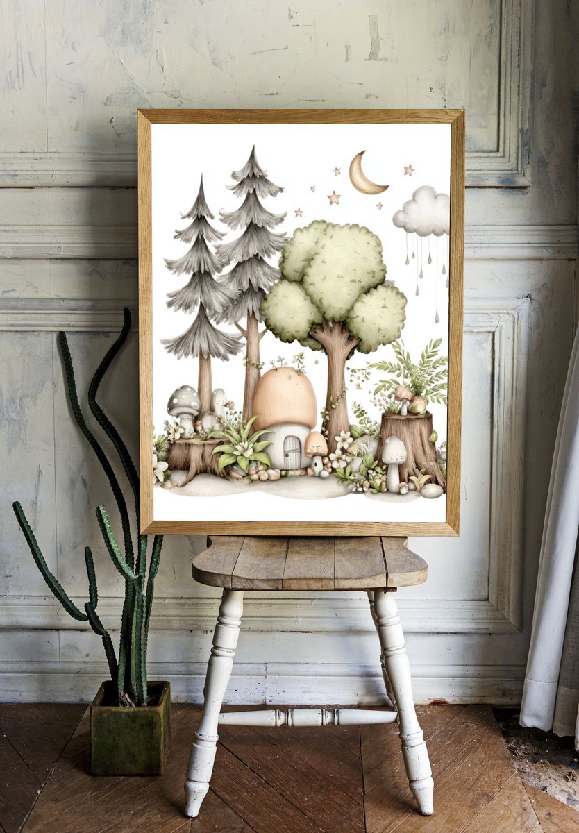 Whimsical Forest Nursery Print. — room view 1