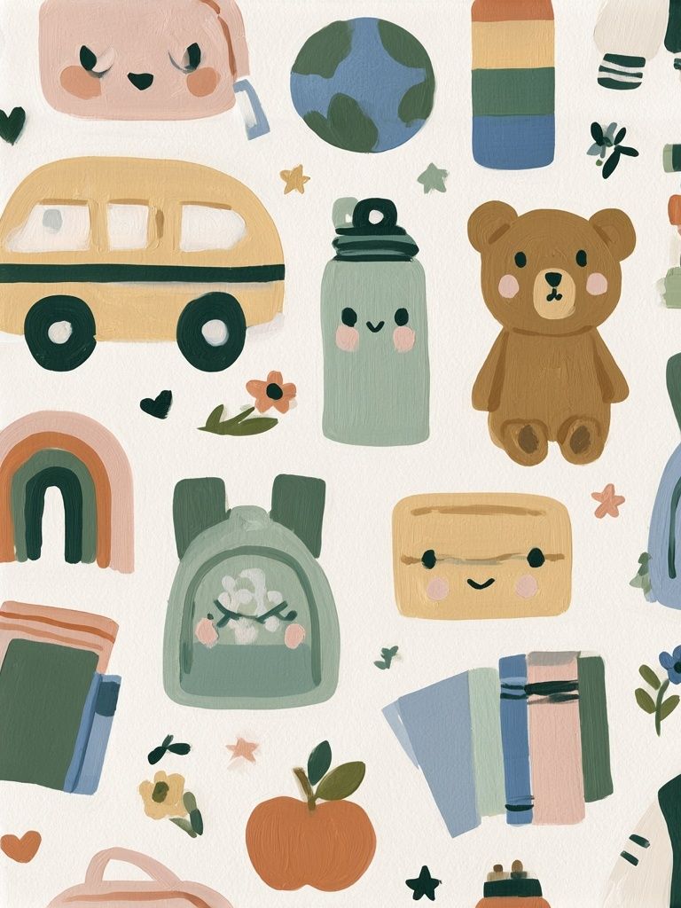 Cute School Supplies Illustration Poster. poster — kids art