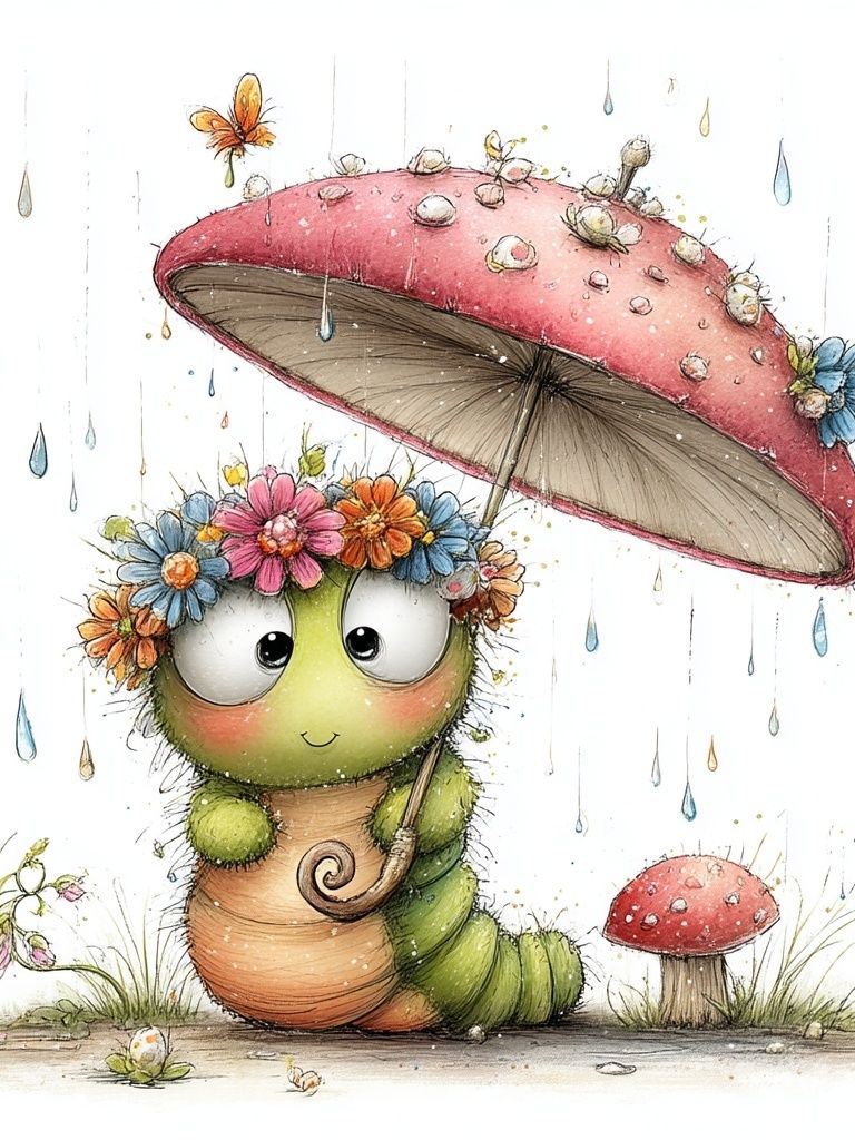 Cute Caterpillar Watercolor Print. poster — kids art
