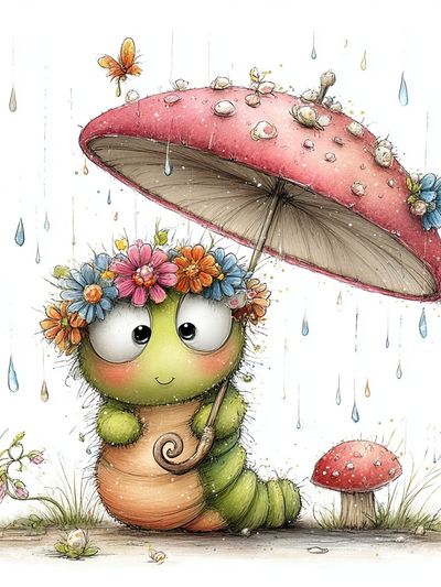 Cute Caterpillar Watercolor Print