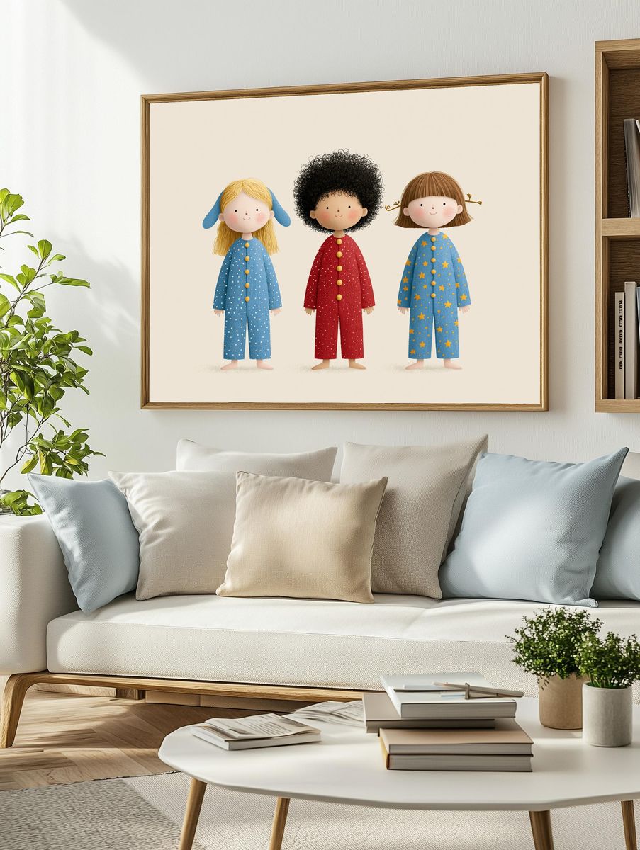 Three Children Illustration Poster. — room view 2