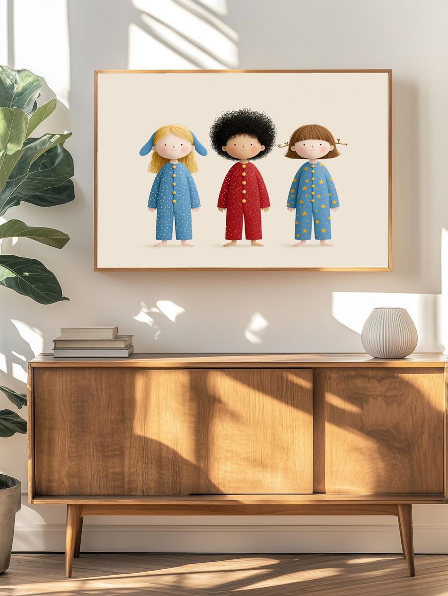 Three Children Illustration Poster. — room view 3