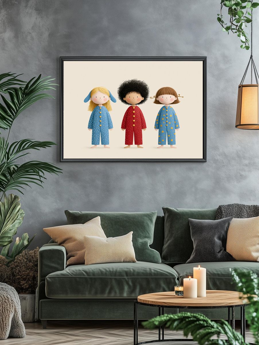 Three Children Illustration Poster. — room view 4