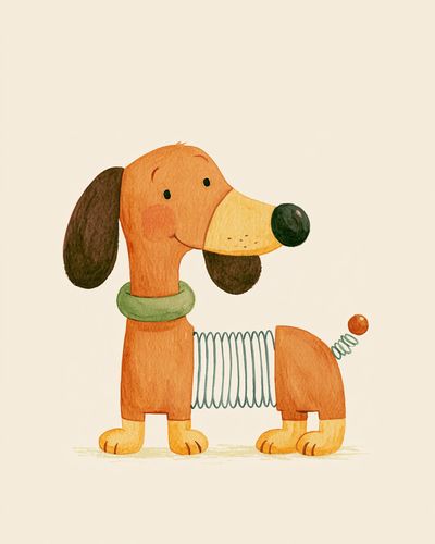 Watercolor Dachshund Nursery Print.