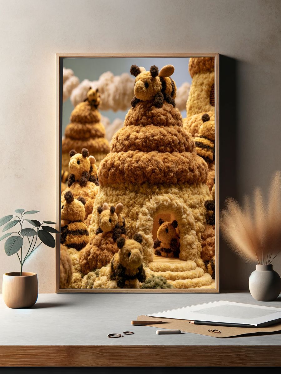 Beehive Plush Village Poster. — room view 2