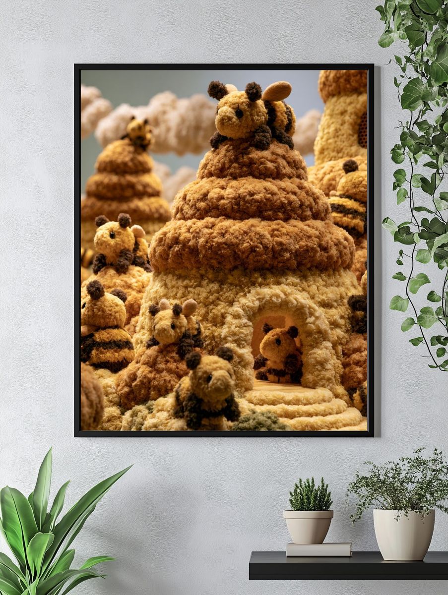 Beehive Plush Village Poster. — room view 4
