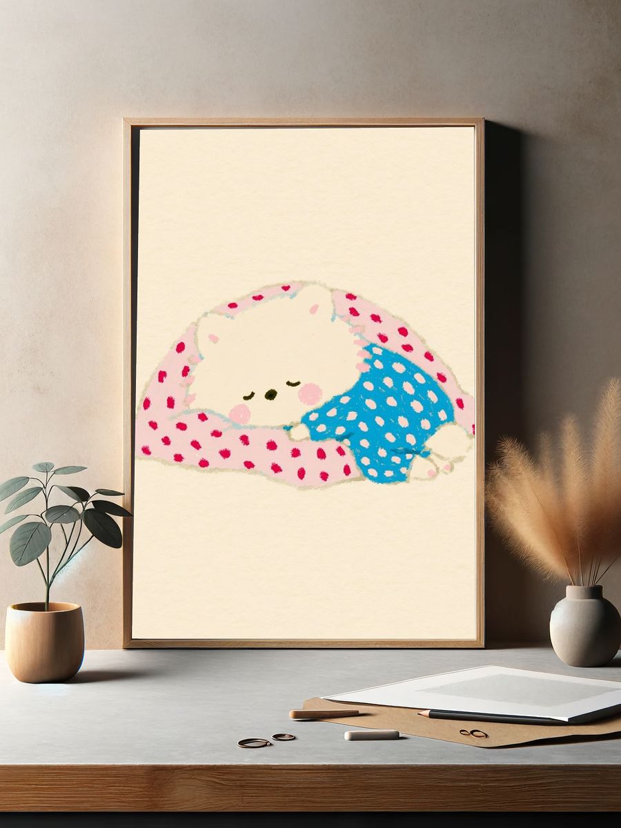 Sleeping Bunny Illustration Poster. — room view 2