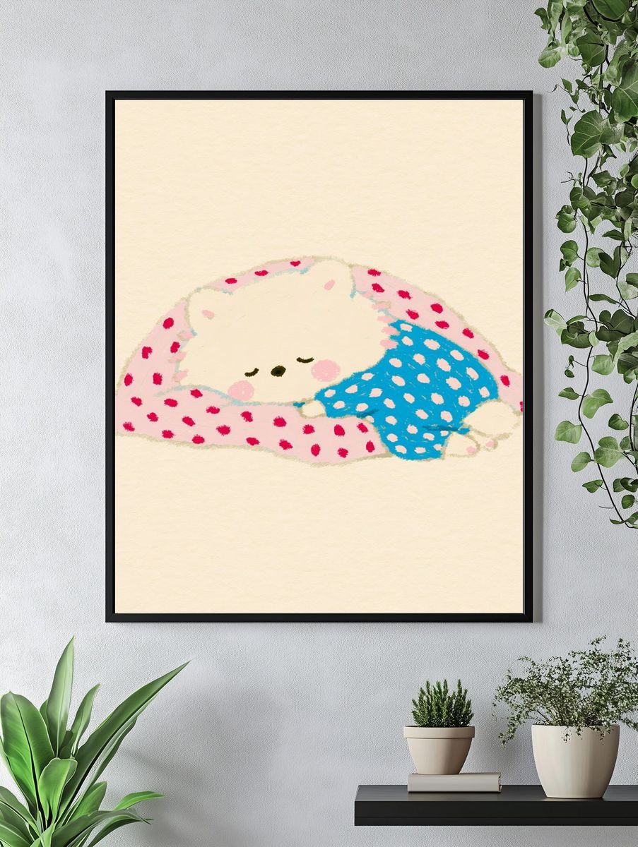 Sleeping Bunny Illustration Poster. — room view 4