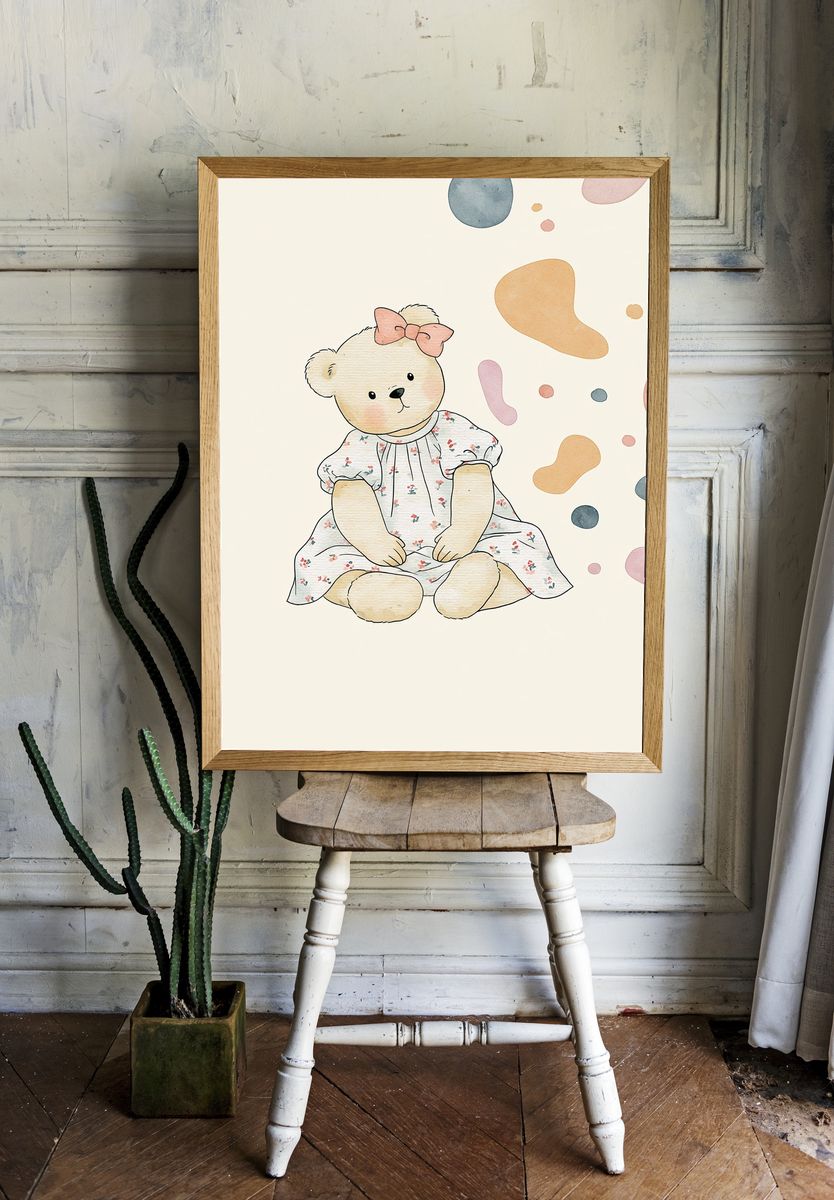 Teddy Bear Nursery Illustration Poster. room preview