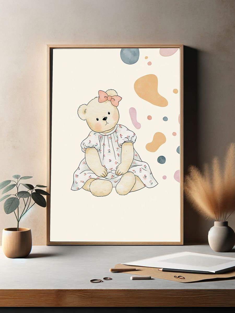 Teddy Bear Nursery Illustration Poster. — room view 2