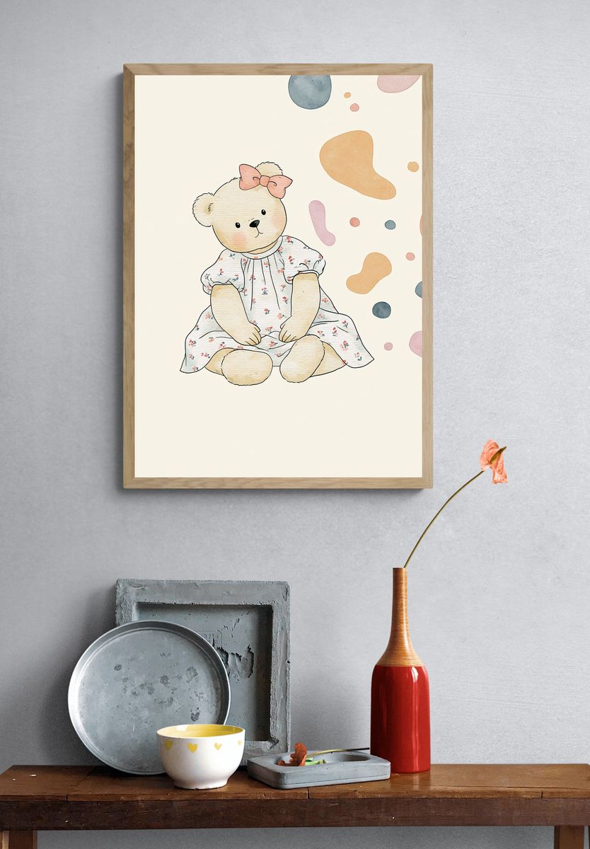 Teddy Bear Nursery Illustration Poster. — room view 3