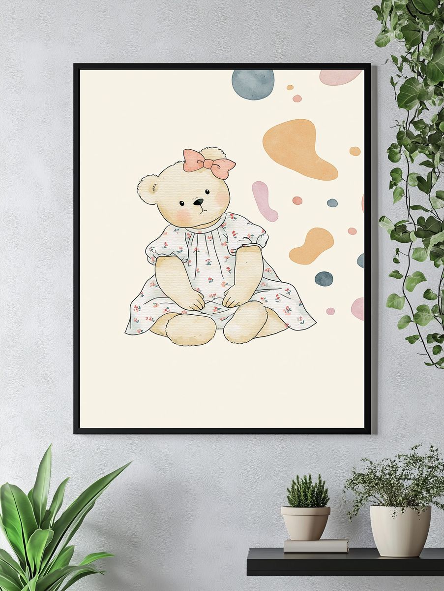 Teddy Bear Nursery Illustration Poster. — room view 4