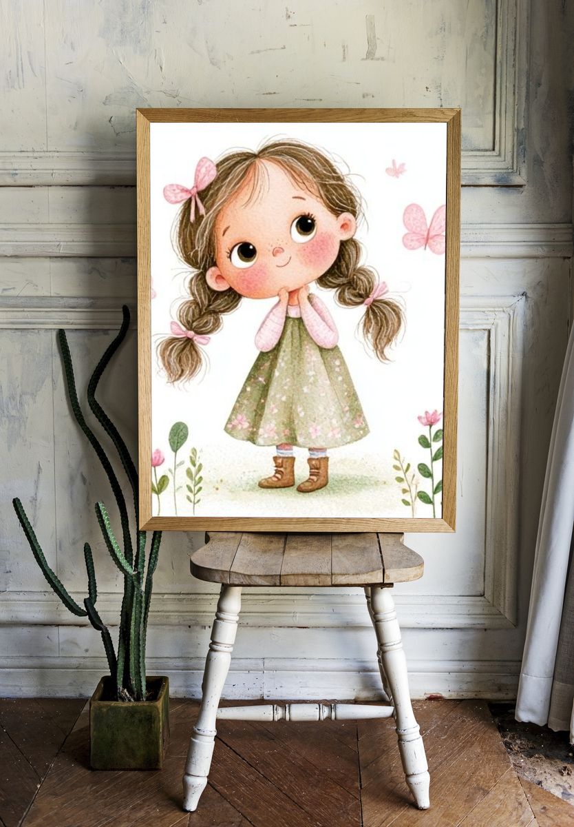 Butterfly Girl Nursery Print. room preview