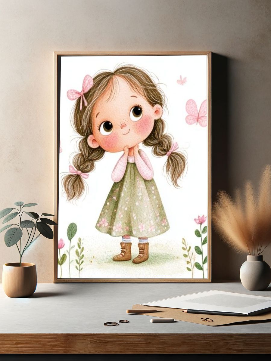 Butterfly Girl Nursery Print. — room view 2