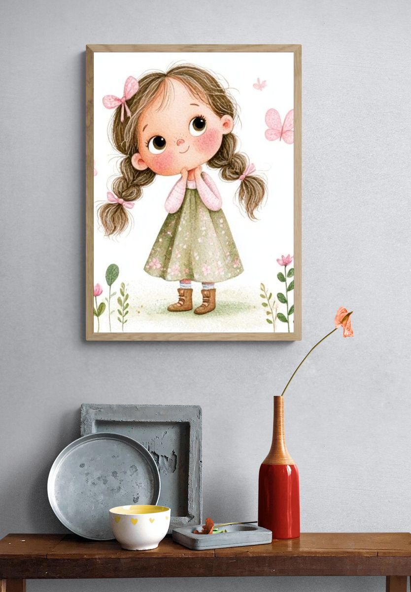 Butterfly Girl Nursery Print. — room view 3