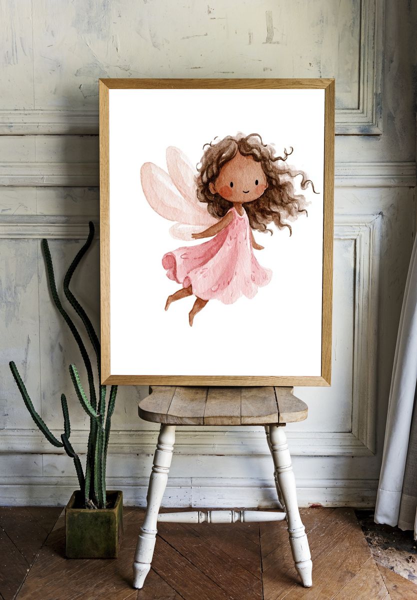 Watercolor Fairy Girl Poster. room preview