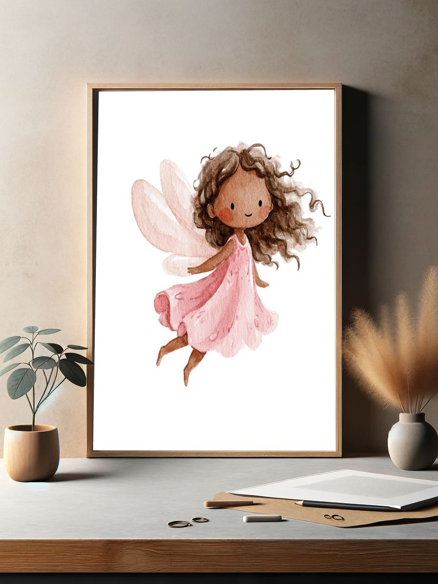 Watercolor Fairy Girl Poster. — room view 2
