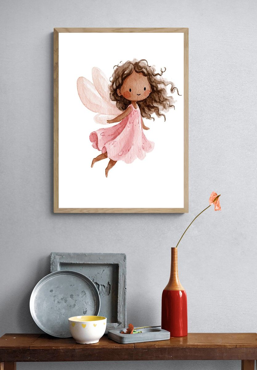 Watercolor Fairy Girl Poster. — room view 3