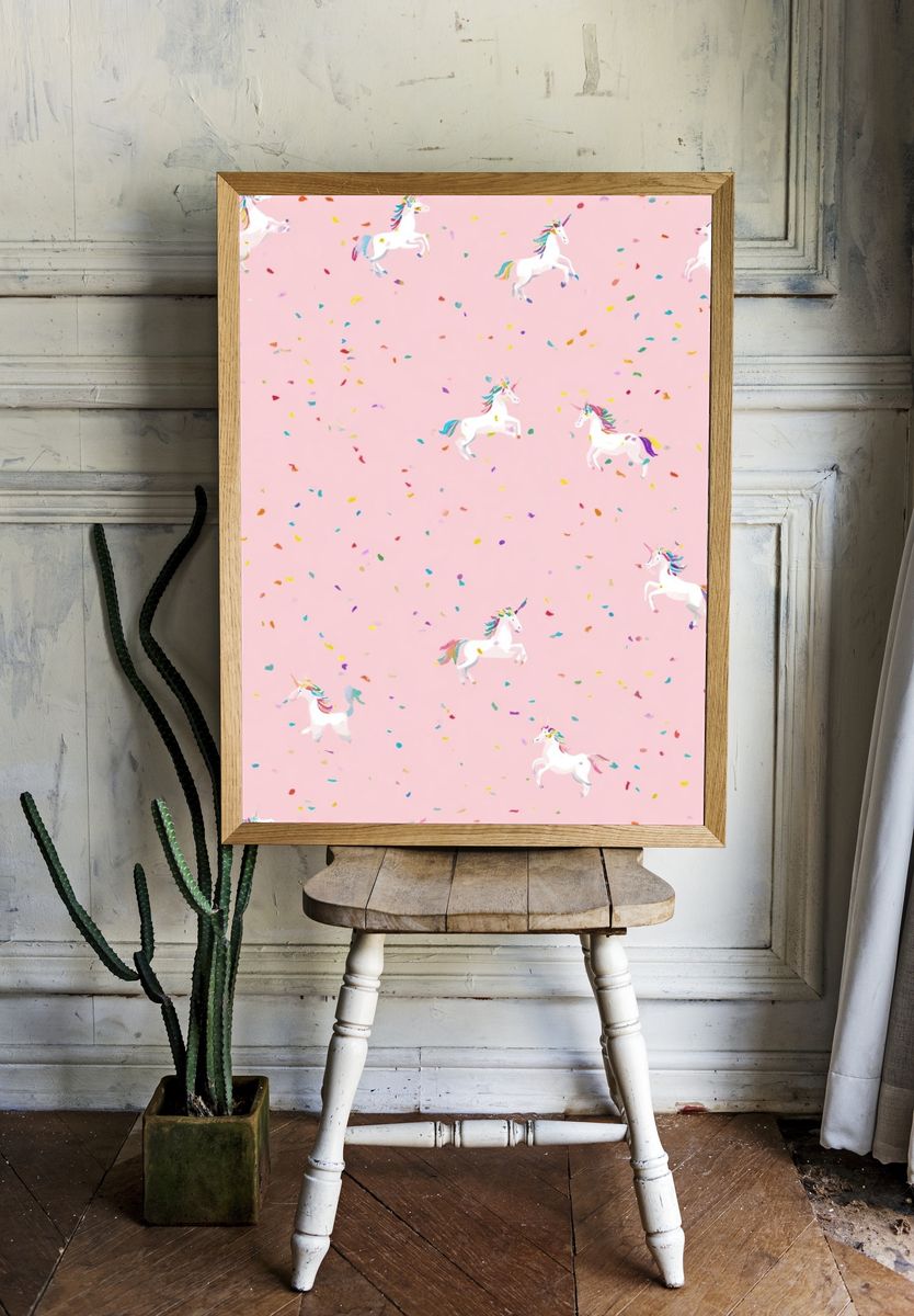 Unicorn Confetti Pattern Poster room preview