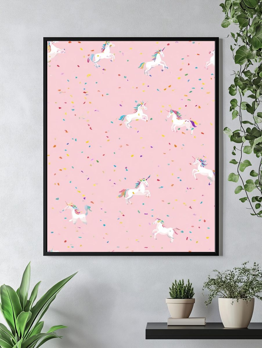 Unicorn Confetti Pattern Poster. — room view 4