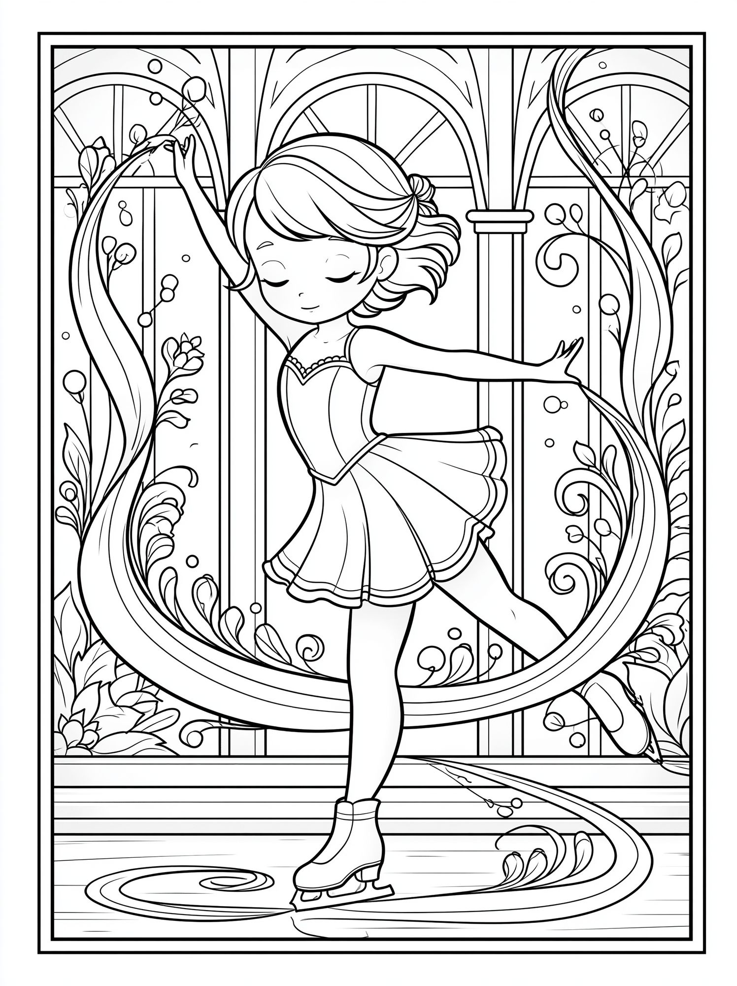 Ballerina Coloring Page Poster. poster — kids art