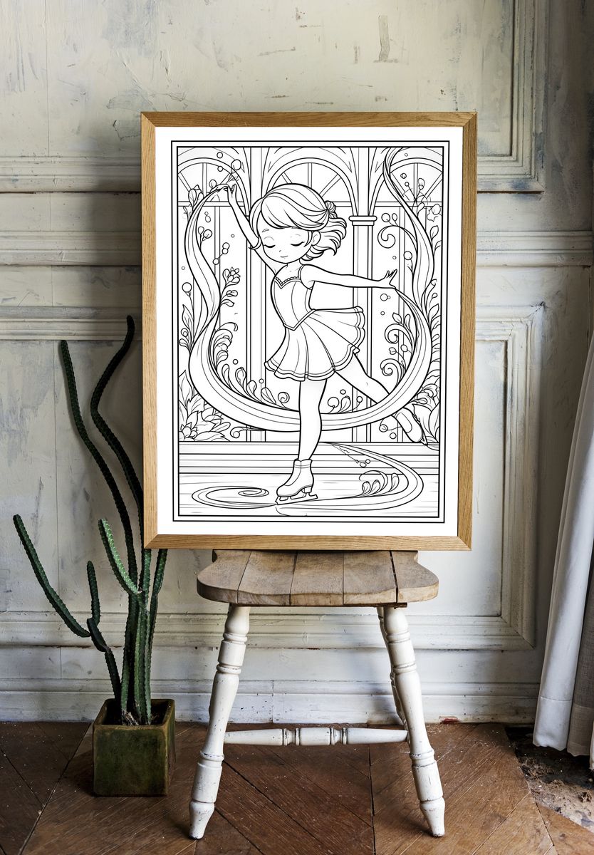 Ballerina Coloring Page Poster. room preview