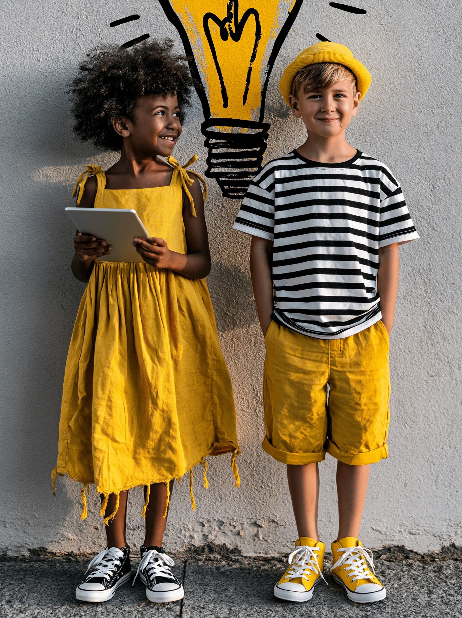 Creative Kids with Lightbulb Poster. poster — kids art