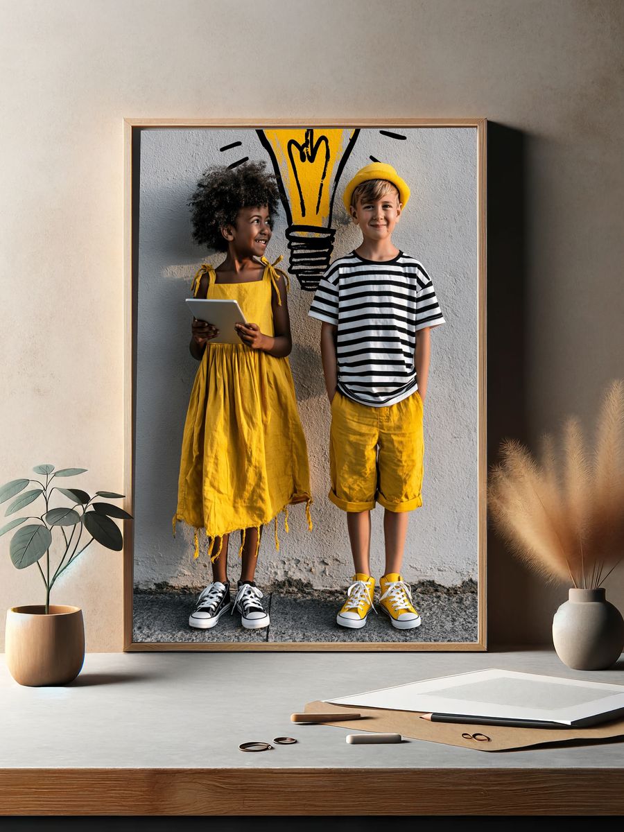 Creative Kids with Lightbulb Poster. — room view 2