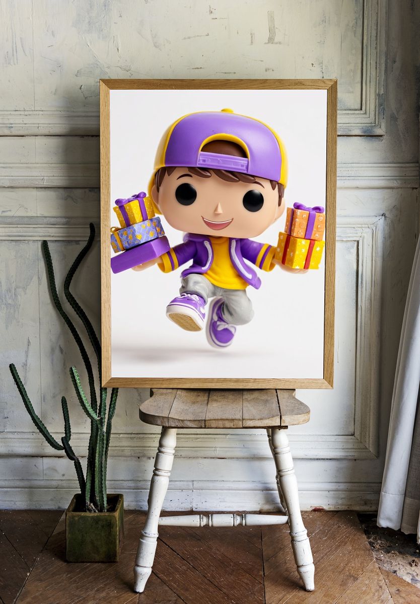 Cheerful Gift Boy — Cartoon Print room preview