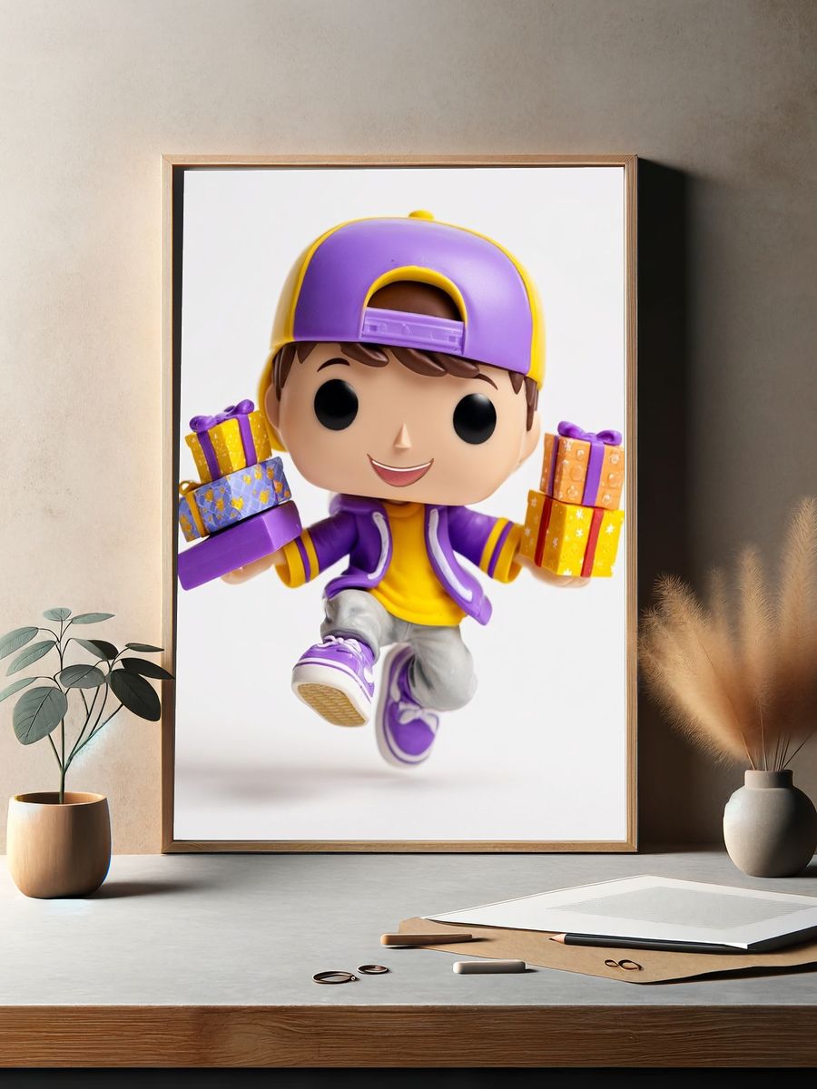 Cheerful Gift Boy — Cartoon Print. — room view 2