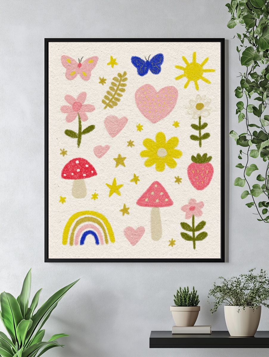 Whimsical Rainbow Garden Print. — room view 4