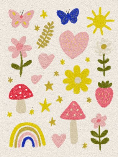Whimsical Rainbow Garden Print.