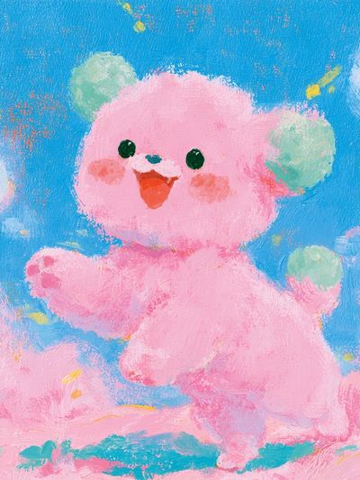 Pink Teddy Bear — Illustration Print.